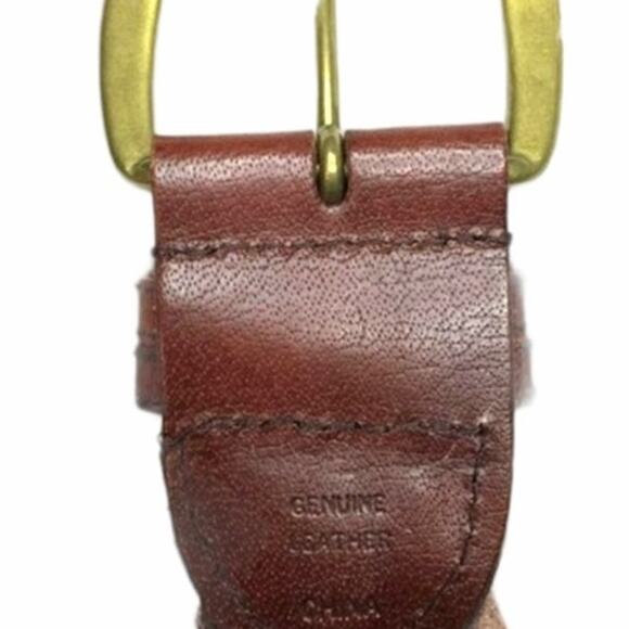 Y2K VINTAGE Brown Leather Braided Belt with Brass Buckle size S/M 2\